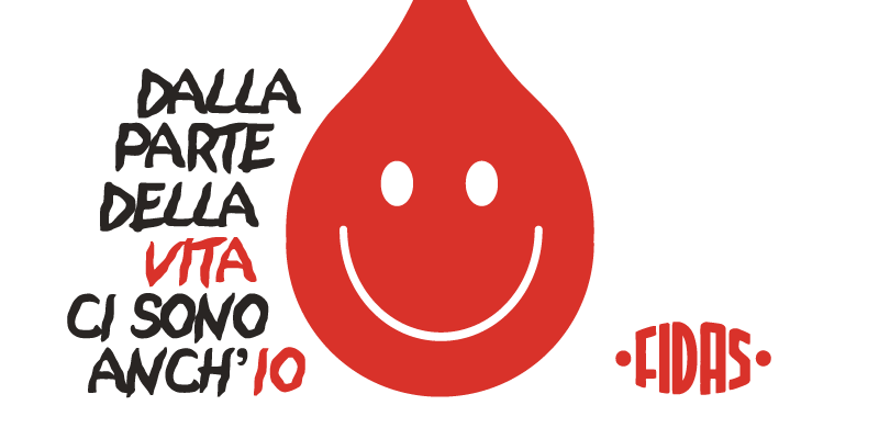 Logo Donatori di Sangue e Volontari Roma Est ODV. Una goccia di sangue rossa con volto sorridente e la scritta: ‘Dalla parte della vita ci sono anch’io’. Accanto, il marchio FIDAS Logo Donatori di Sangue e Volontari Roma Est ODV. Una goccia di sangue rossa con volto sorridente e la scritta: 'Dalla parte della vita ci sono anch’io'. Accanto, il marchio FIDAS