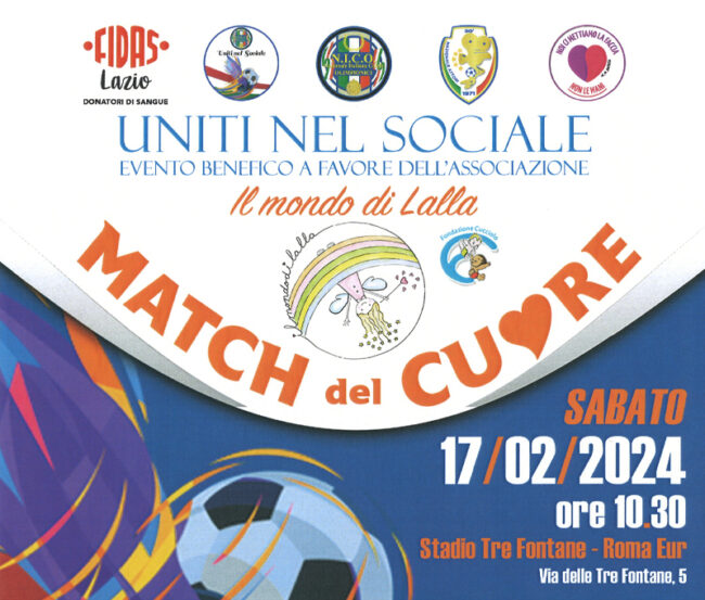 Match del Cuore – evento benefico 17 febbraio 2024