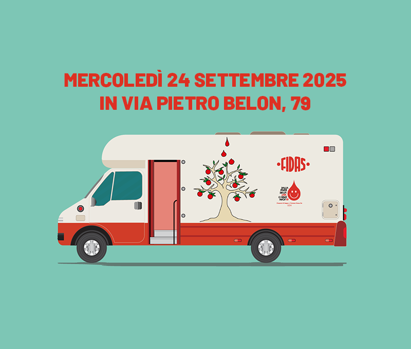 Abbiamo sempre bisogno di te! Raccolta di sangue con l’autoemoteca mercoledì 24 settembre 2025, in via Pietro Belon 79 dalle 7.0 alle 11.30.